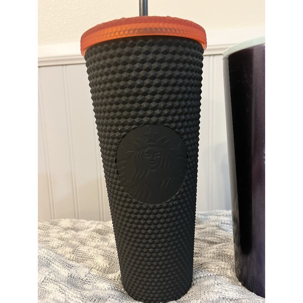 Starbucks Tumbler Venti 24 oz Bundle Studded Matte Black & Purple/Teal Stainless - Picture 2 of 5